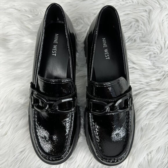 Nine West‎ Women’s Black Garren Link Accent Lug Sole Casual Loafers US 9.5 - Picture 4 of 16